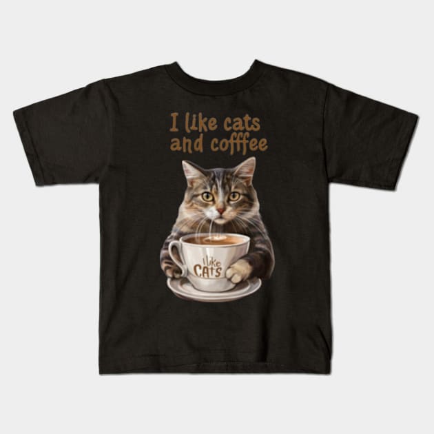 I like cats and coffee Kids T-Shirt by TshirtMA